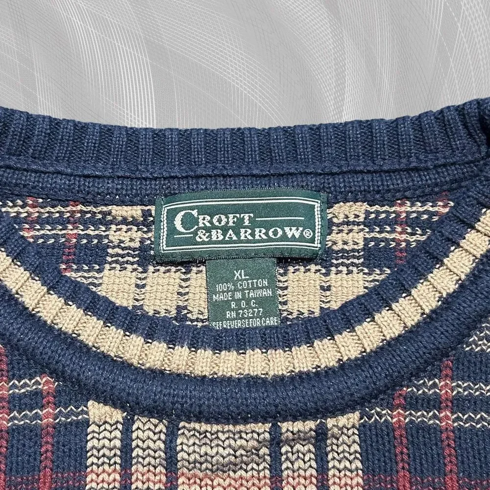 Oak Brook x Carnegie Mellon University Upcycled Tartan Plaid Sweater Size XL